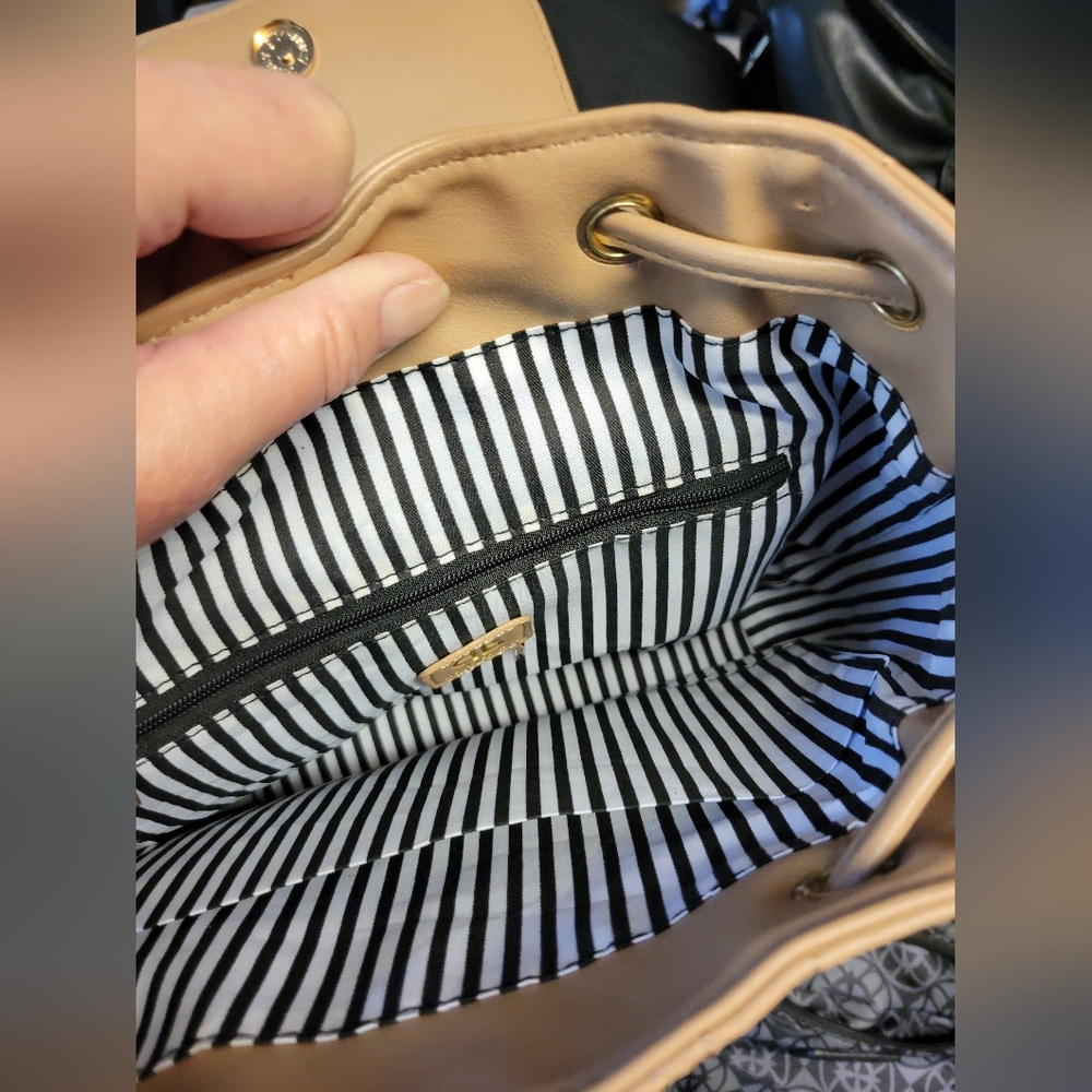 Alexis Bendel Beige Quilted Women's Backpack - Picture 8 of 10